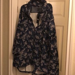 Long Blue Camo Raincoat XXL